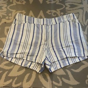 Blue and white striped loft shorts